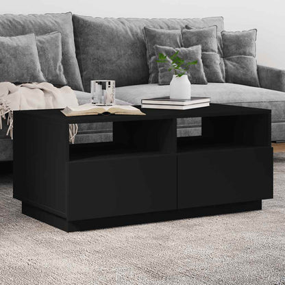 vidaXL Coffee Table with LED Lights Black 90x49x40 cm 1