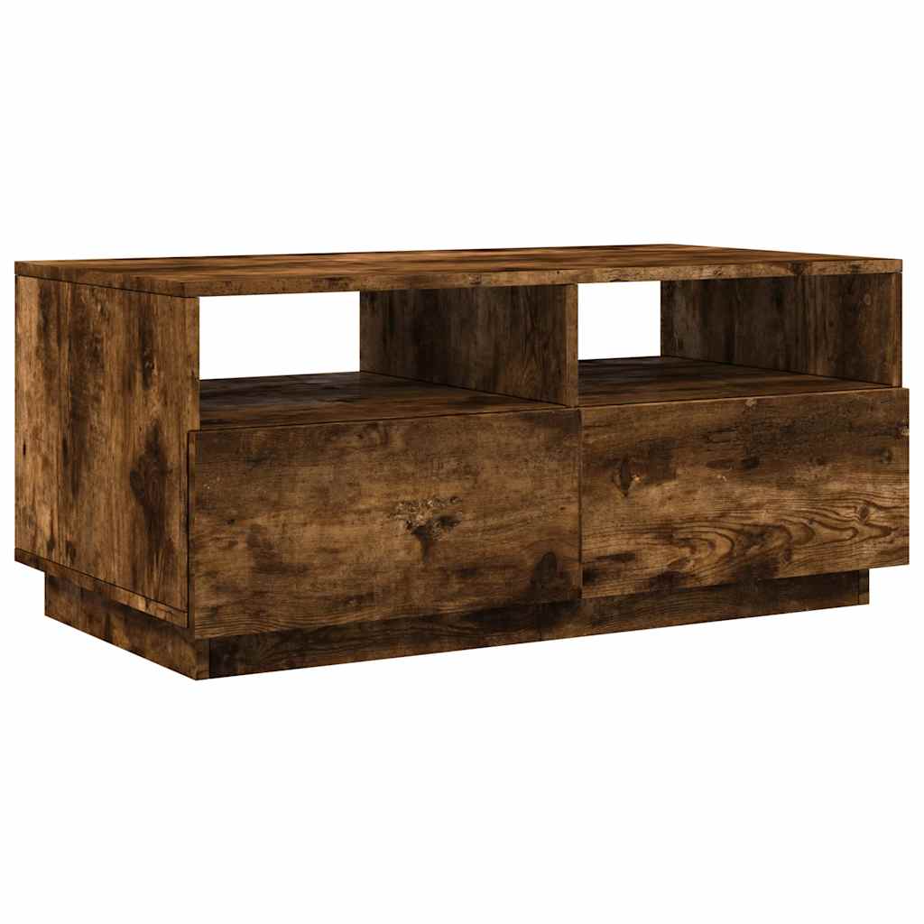 Coffee Table with LED Lights 50x49x40 cm Smoked oak 90 cm
