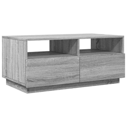 vidaXL Coffee Table with LED Lights Grey Sonoma 90x49x40 cm 3