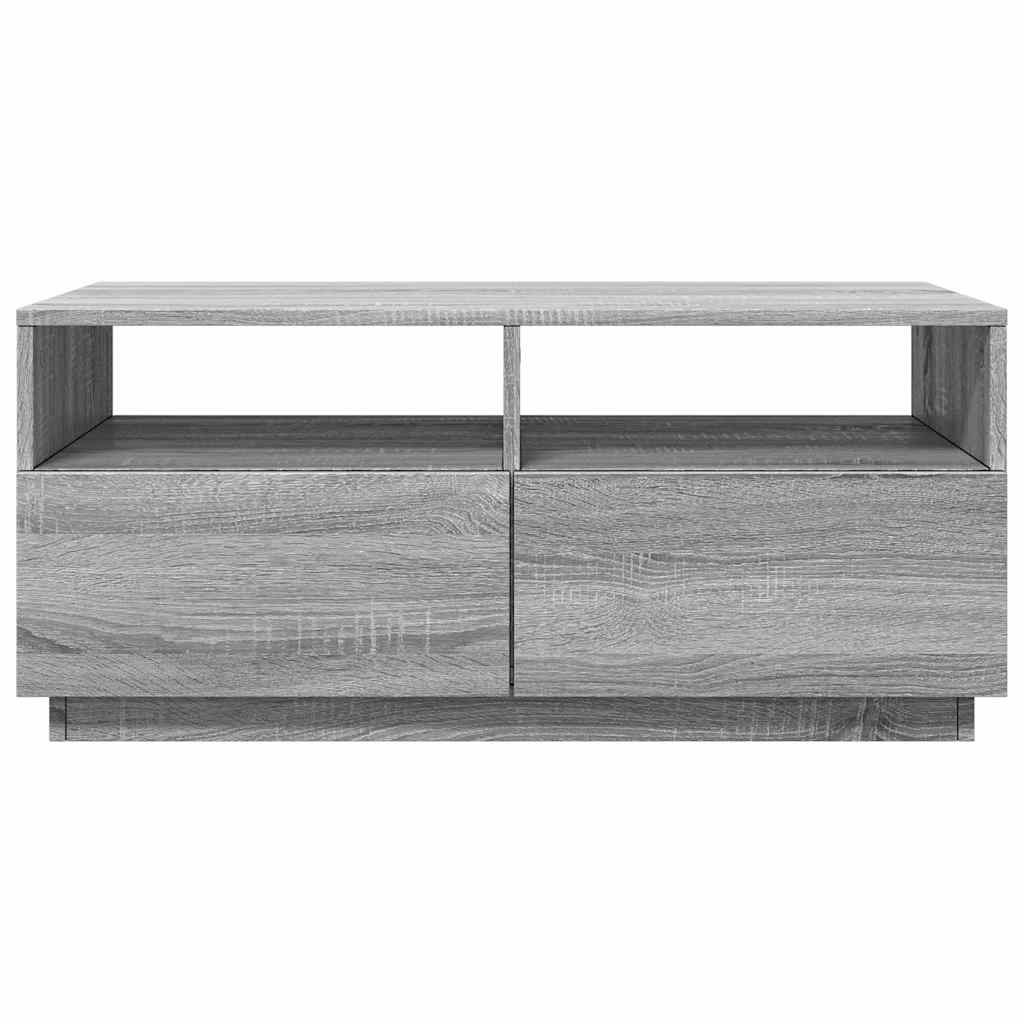 vidaXL Coffee Table with LED Lights Grey Sonoma 90x49x40 cm 5