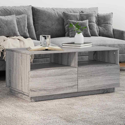 vidaXL Coffee Table with LED Lights Grey Sonoma 90x49x40 cm 1