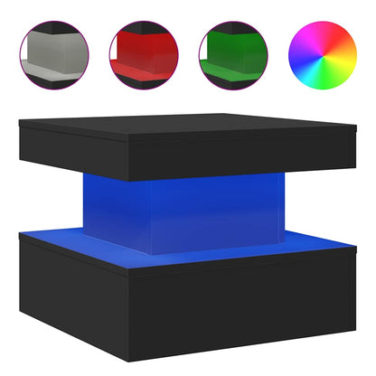 vidaXL Coffee Table with LED Lights Black 50x50x40 cm 2