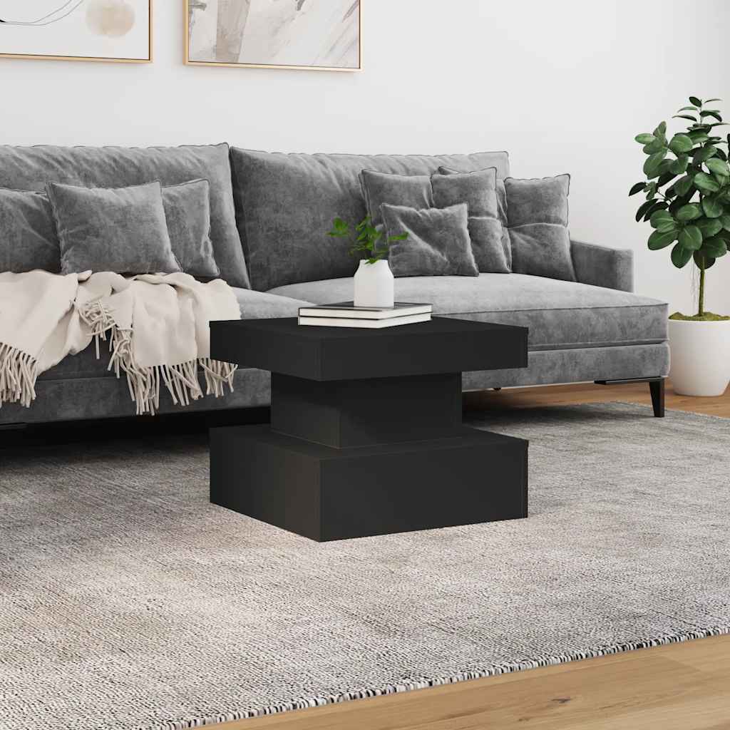 vidaXL Coffee Table with LED Lights Black 50x50x40 cm 4
