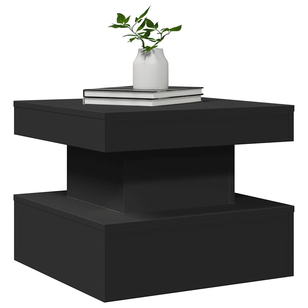 vidaXL Coffee Table with LED Lights Black 50x50x40 cm 6