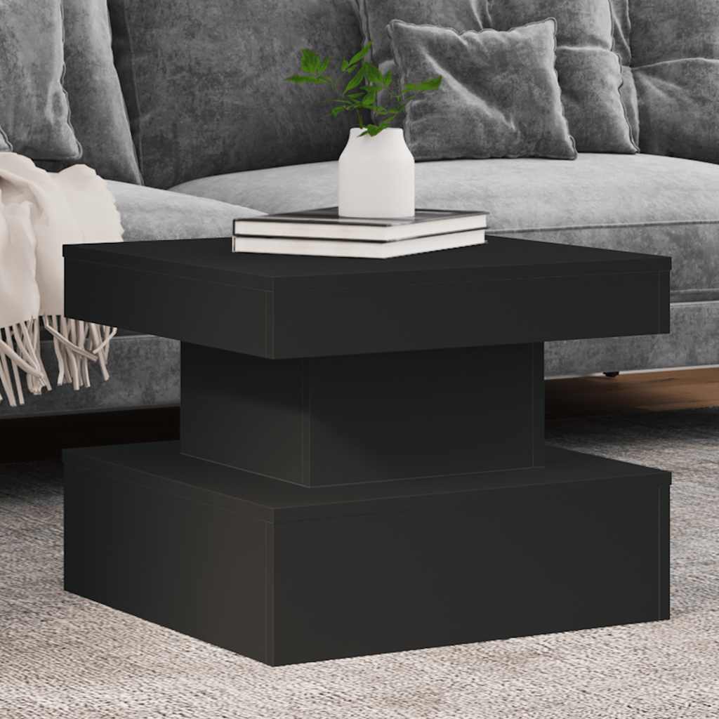 vidaXL Coffee Table with LED Lights Black 50x50x40 cm 1