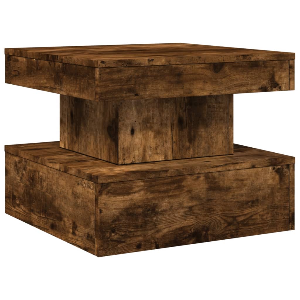 vidaXL Coffee Table with LED Lights Smoked Oak 50x50x40 cm 5