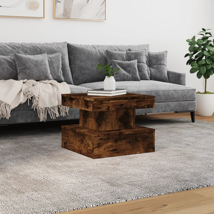 vidaXL Coffee Table with LED Lights Smoked Oak 50x50x40 cm 3