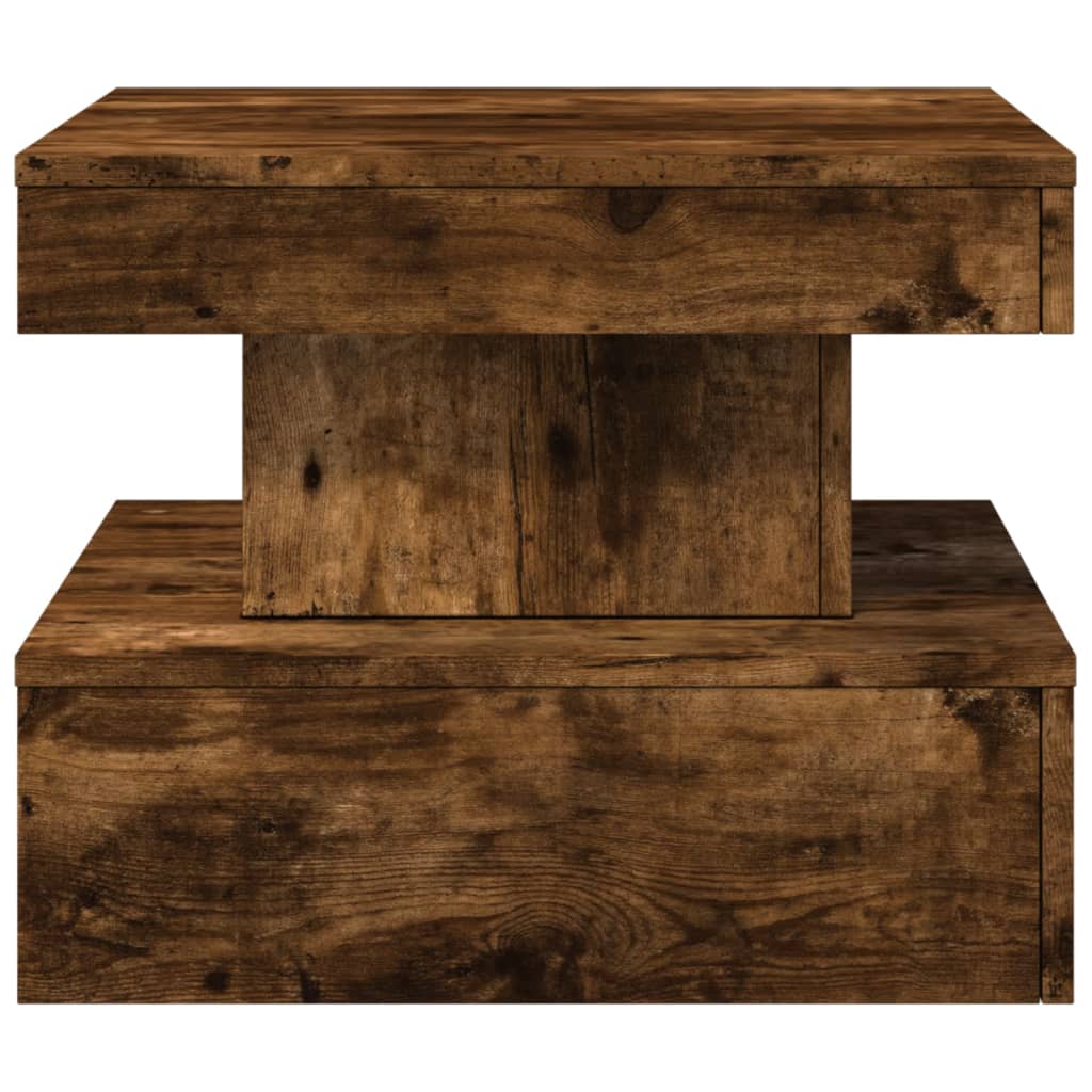 vidaXL Coffee Table with LED Lights Smoked Oak 50x50x40 cm 6