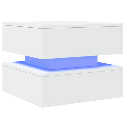 vidaXL Coffee Table with LED Lights White 50x50x40 cm 3