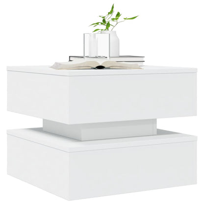 vidaXL Coffee Table with LED Lights White 50x50x40 cm 6