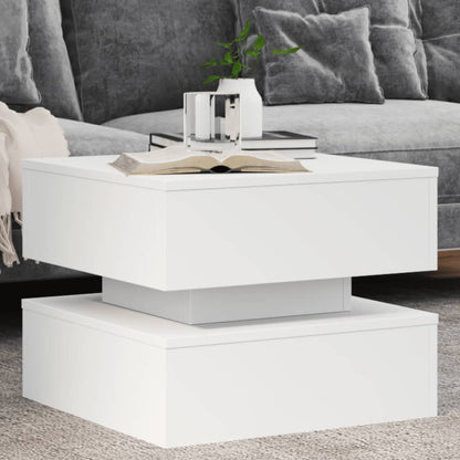 vidaXL Coffee Table with LED Lights White 50x50x40 cm 1