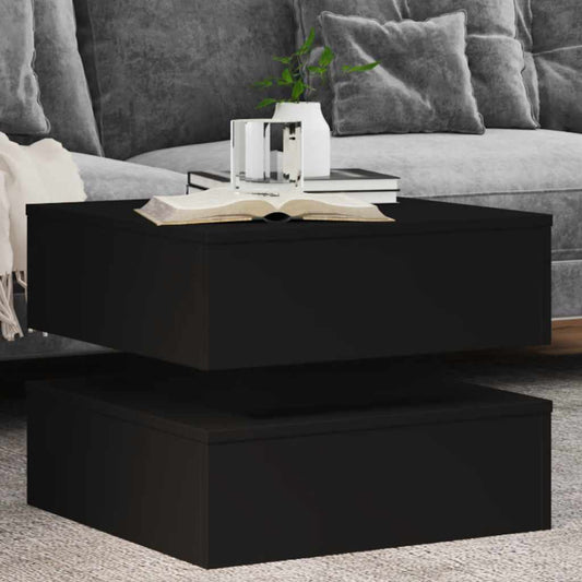 vidaXL Coffee Table with LED Lights Black 50x50x40 cm 1