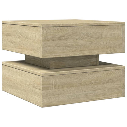 vidaXL Coffee Table with LED Lights Sonoma Oak 50x50x40 cm 3
