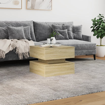 vidaXL Coffee Table with LED Lights Sonoma Oak 50x50x40 cm 4