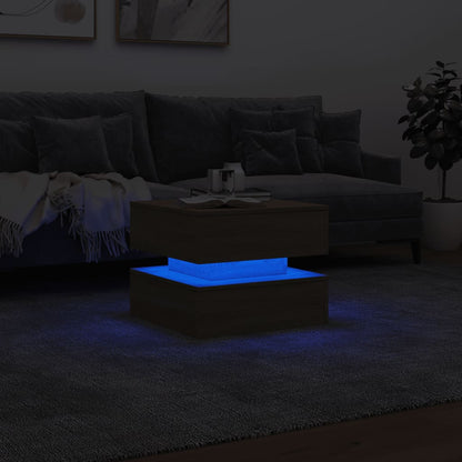 vidaXL Coffee Table with LED Lights Sonoma Oak 50x50x40 cm 5