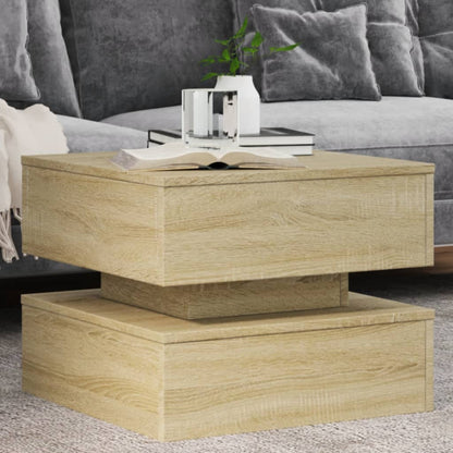vidaXL Coffee Table with LED Lights Sonoma Oak 50x50x40 cm 1