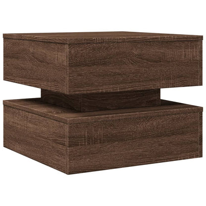 vidaXL Coffee Table with LED Lights Brown Oak 50x50x40 cm 3