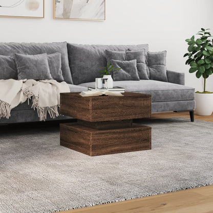 vidaXL Coffee Table with LED Lights Brown Oak 50x50x40 cm 4