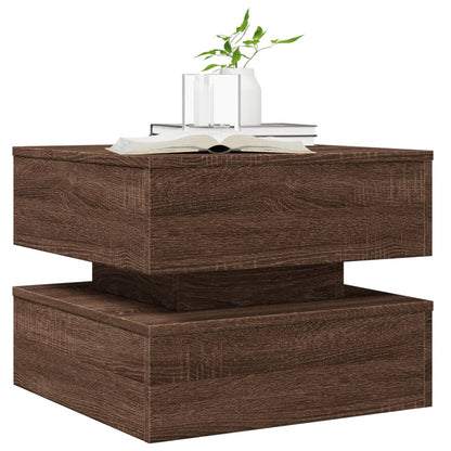 vidaXL Coffee Table with LED Lights Brown Oak 50x50x40 cm 6