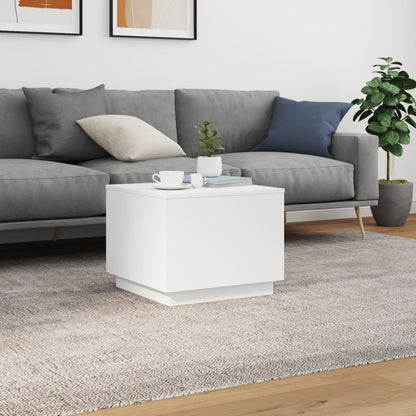 vidaXL Coffee Table with LED Lights White 50x50x40 cm 4