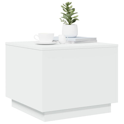 vidaXL Coffee Table with LED Lights White 50x50x40 cm 6