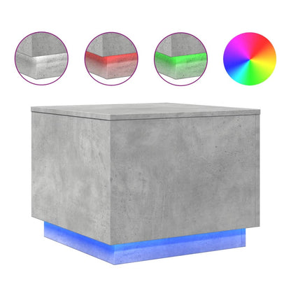 vidaXL Coffee Table with LED Lights Concrete Grey 50x50x40 cm 2