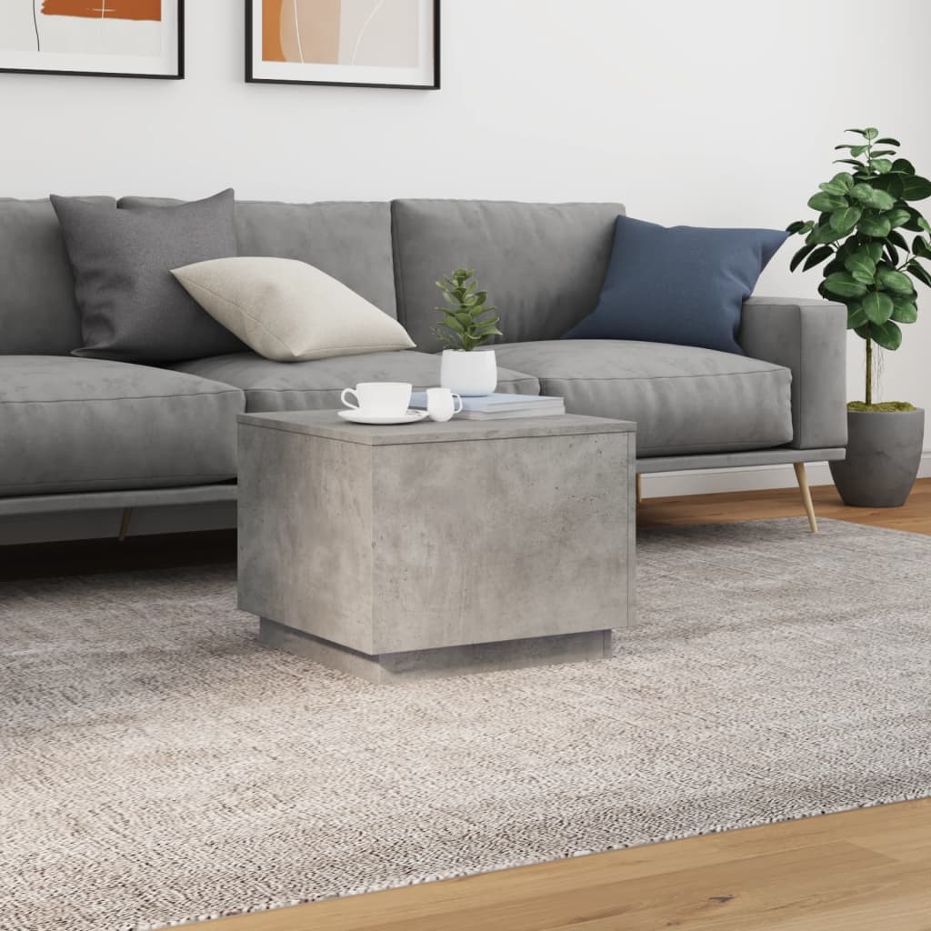 vidaXL Coffee Table with LED Lights Concrete Grey 50x50x40 cm 4