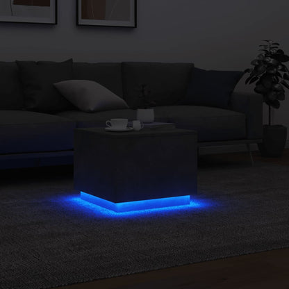 vidaXL Coffee Table with LED Lights Concrete Grey 50x50x40 cm 5