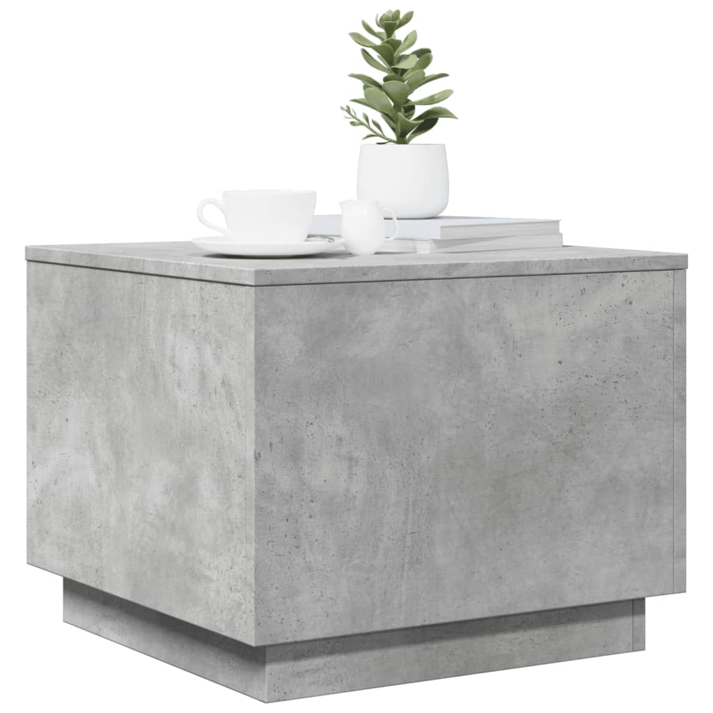 vidaXL Coffee Table with LED Lights Concrete Grey 50x50x40 cm 6