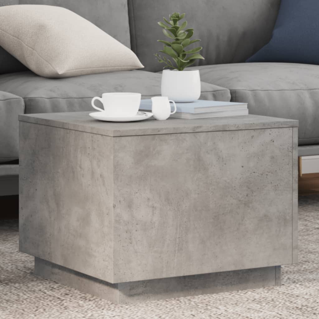 vidaXL Coffee Table with LED Lights Concrete Grey 50x50x40 cm 1
