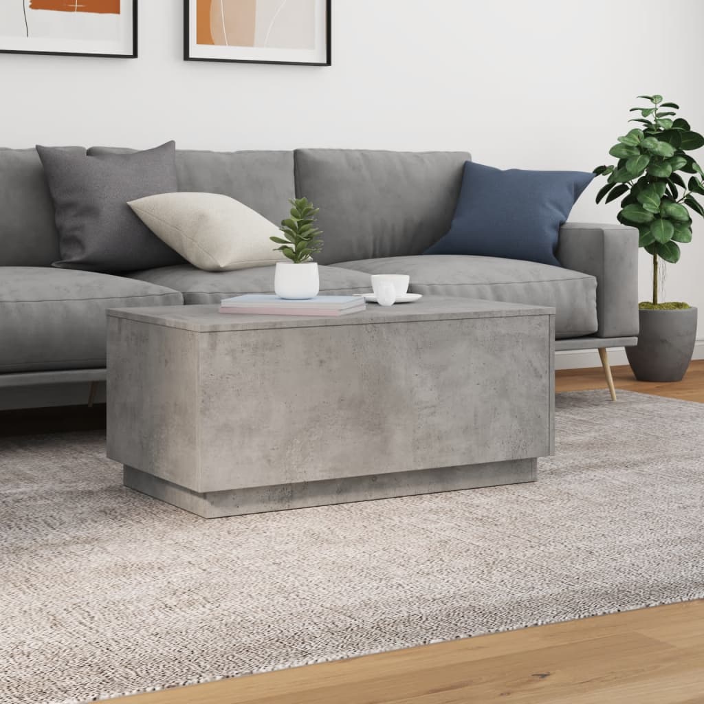 vidaXL Coffee Table with LED Lights Concrete Grey 90x50x40 cm 4