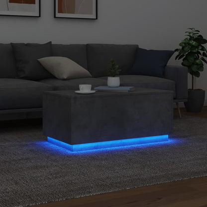 vidaXL Coffee Table with LED Lights Concrete Grey 90x50x40 cm 5