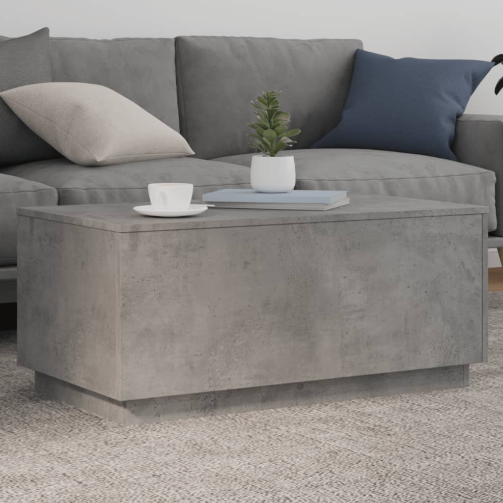 vidaXL Coffee Table with LED Lights Concrete Grey 90x50x40 cm 1