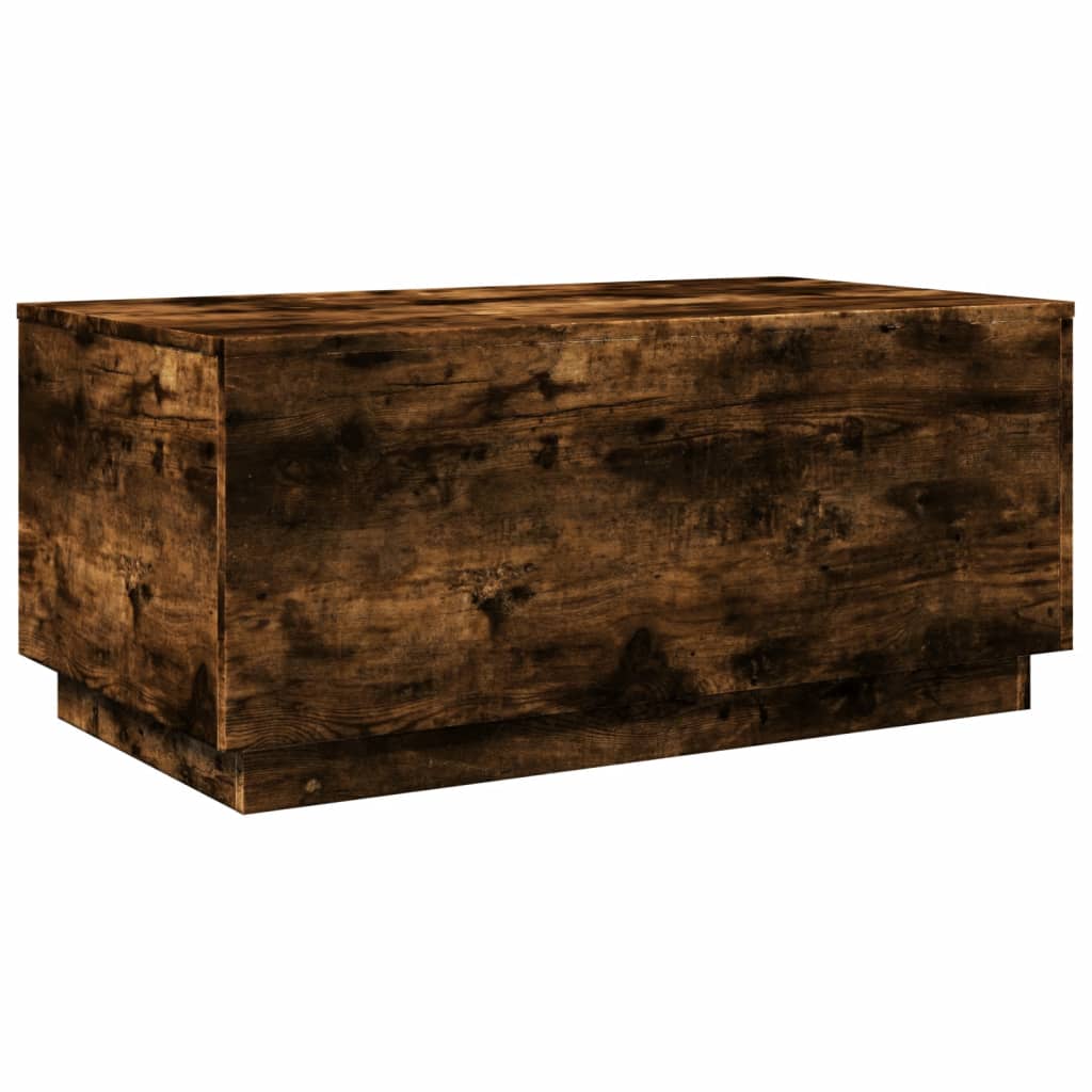 vidaXL Coffee Table with LED Lights Smoked Oak 90x50x40 cm 3