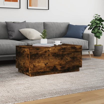 vidaXL Coffee Table with LED Lights Smoked Oak 90x50x40 cm 4