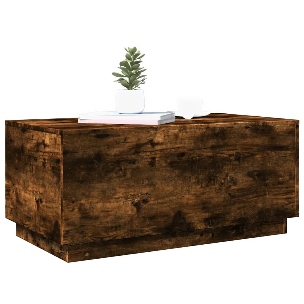 vidaXL Coffee Table with LED Lights Smoked Oak 90x50x40 cm 6