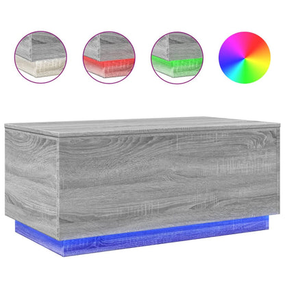 vidaXL Coffee Table with LED Lights Grey Sonoma 90x50x40 cm 2