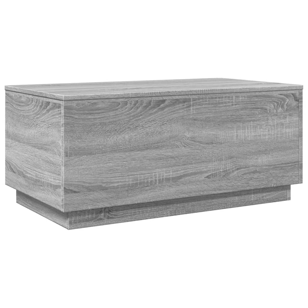 vidaXL Coffee Table with LED Lights Grey Sonoma 90x50x40 cm 3