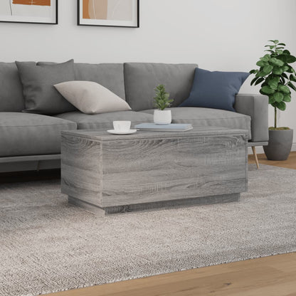 vidaXL Coffee Table with LED Lights Grey Sonoma 90x50x40 cm 4