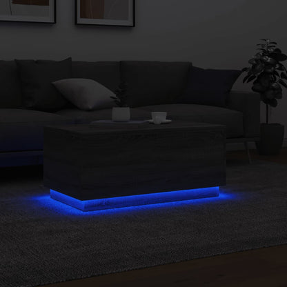vidaXL Coffee Table with LED Lights Grey Sonoma 90x50x40 cm 5
