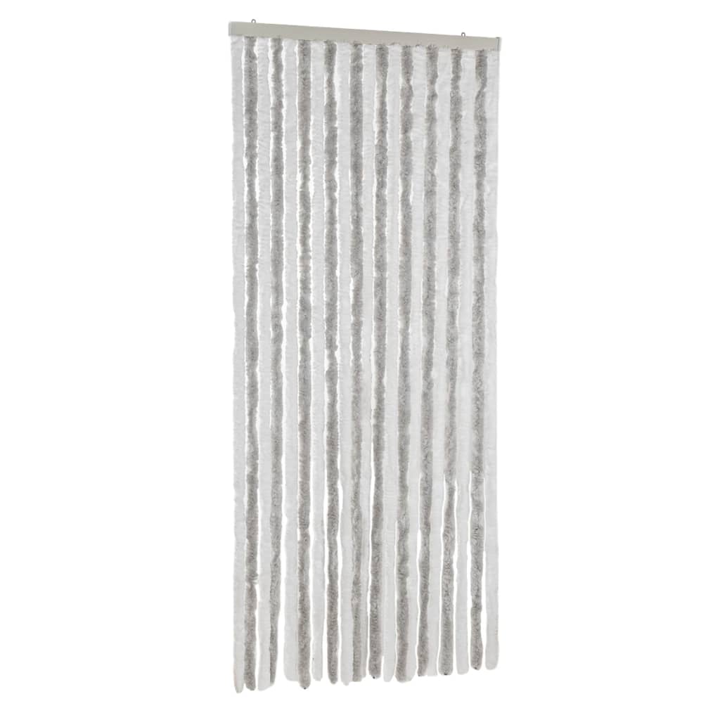 vidaXL Fly Curtain Light Grey and White 90x200 cm Chenille 2
