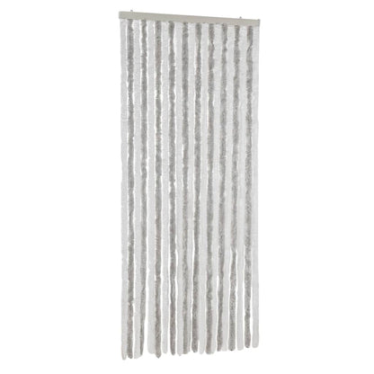 vidaXL Fly Curtain Light Grey and White 90x200 cm Chenille 2