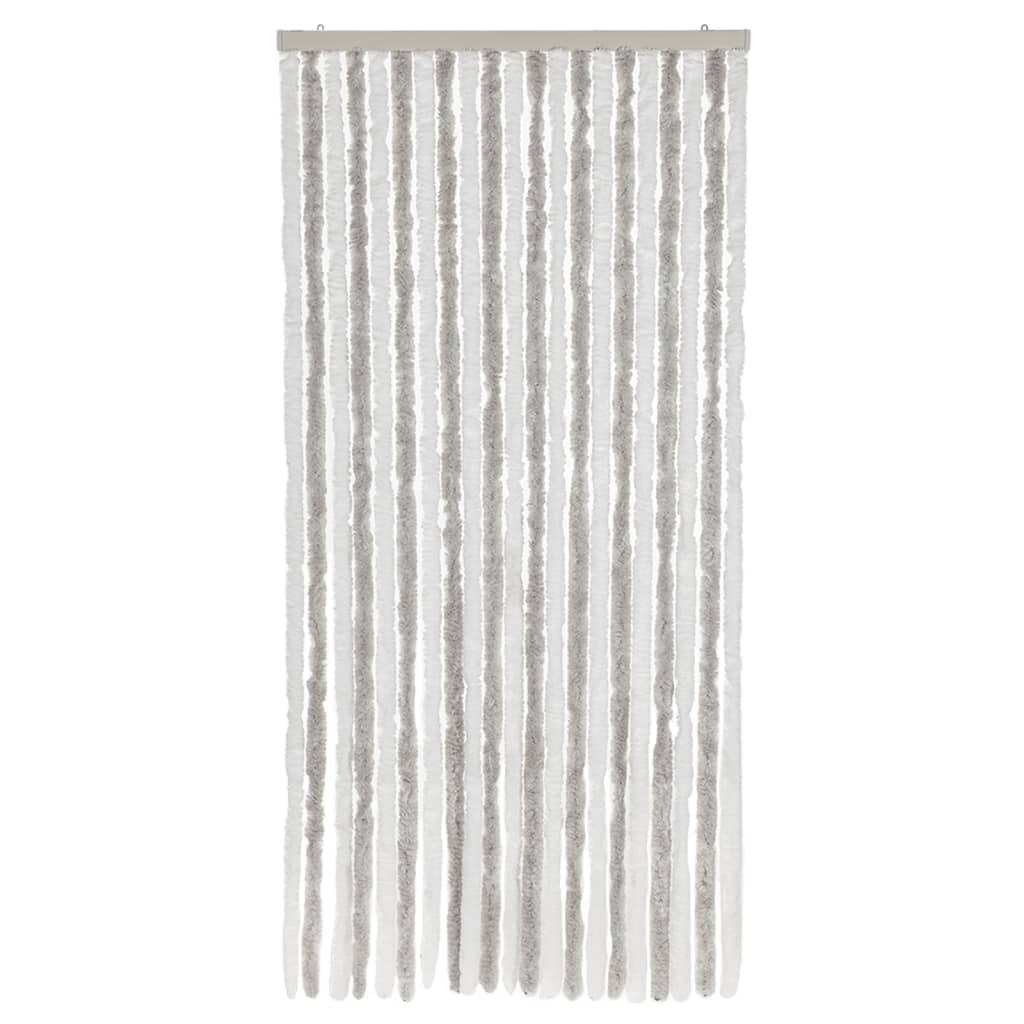 vidaXL Fly Curtain Light Grey and White 90x200 cm Chenille 3