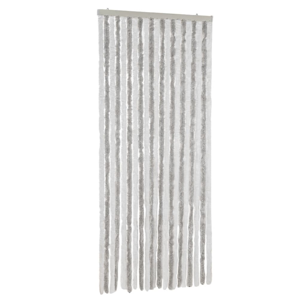 vidaXL Fly Curtain Light Grey and White 90x220 cm Chenille 2
