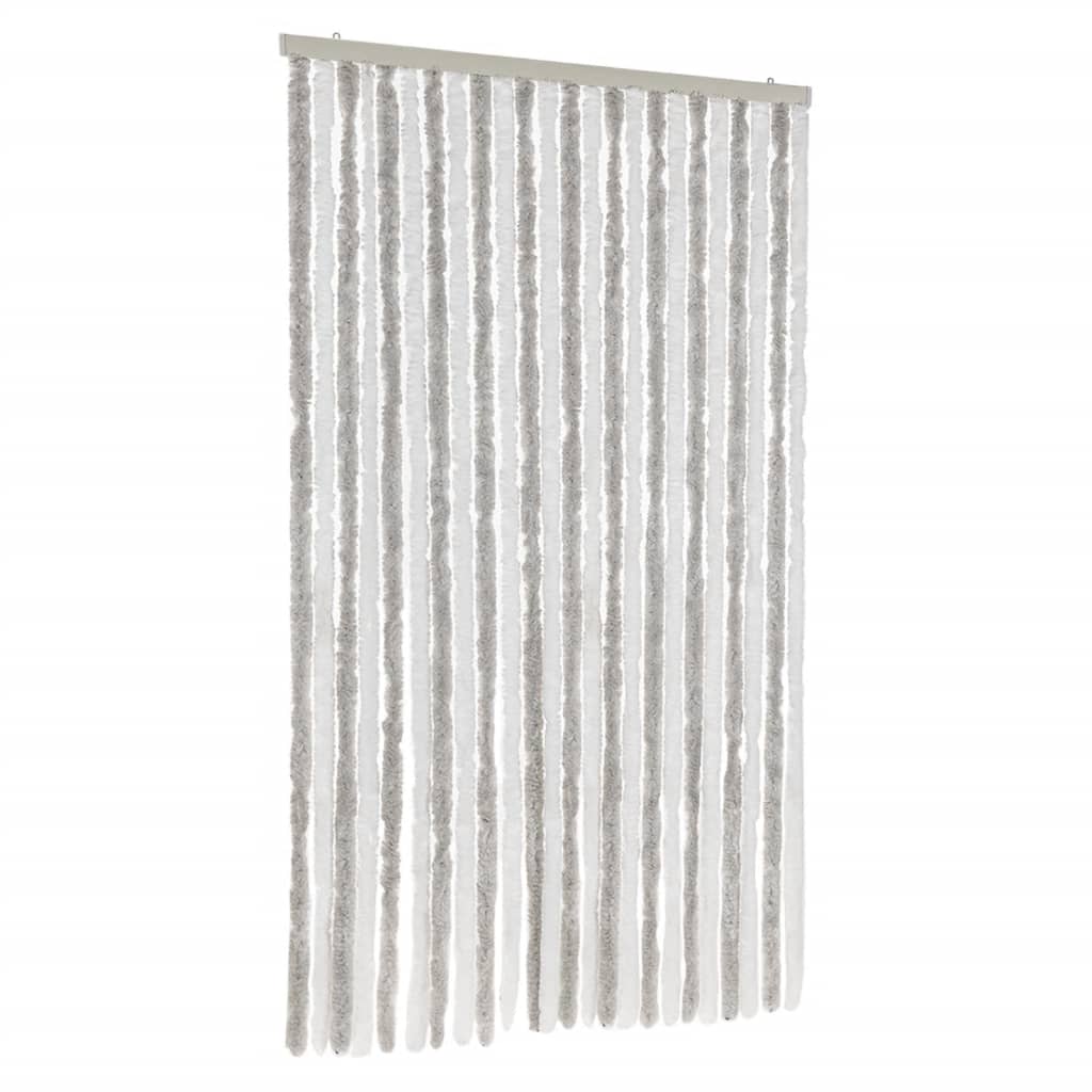 vidaXL Fly Curtain Light Grey and White 100x200 cm Chenille 2