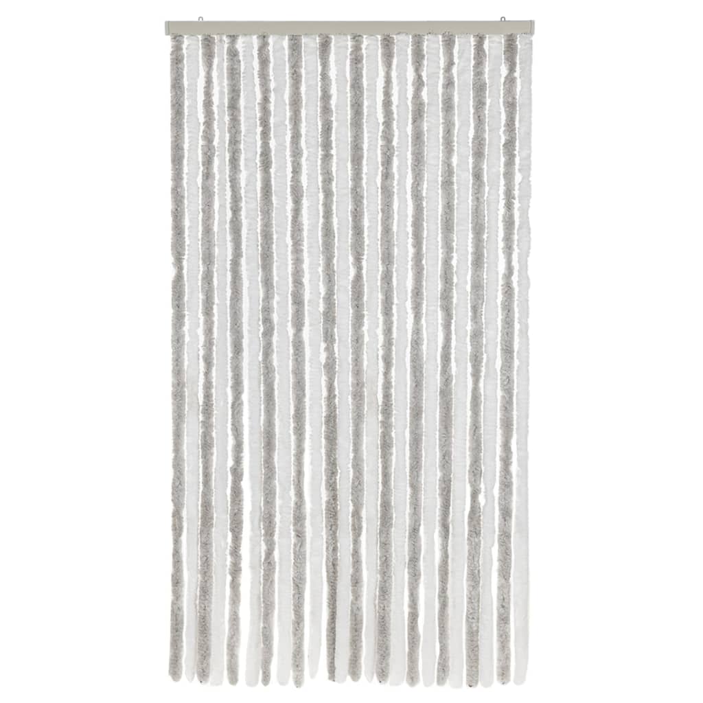 vidaXL Fly Curtain Light Grey and White 100x220 cm Chenille 3