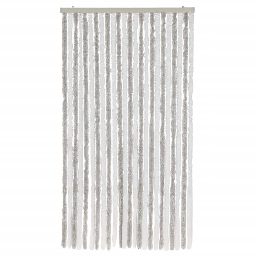 vidaXL Fly Curtain Light Grey and White 100x230 cm Chenille 3