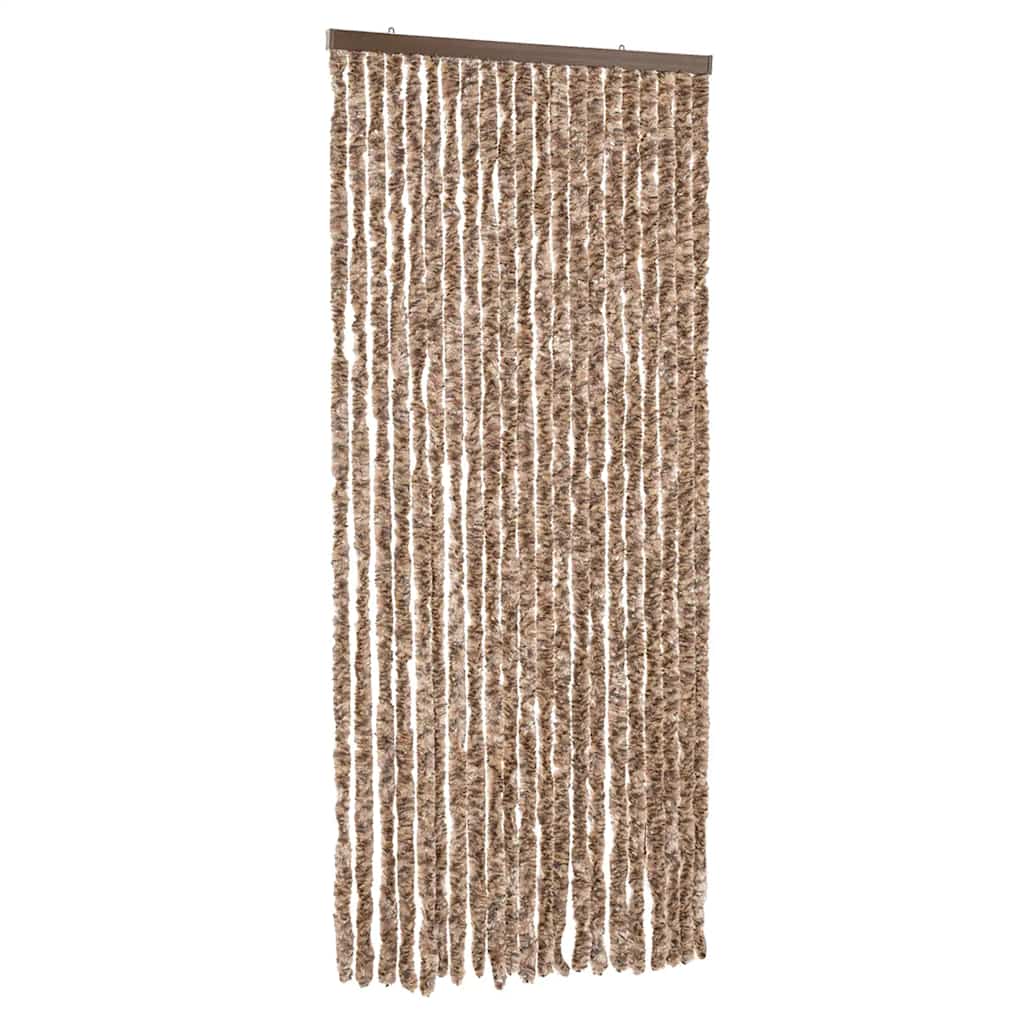 vidaXL Fly Curtain Beige and Dark Brown 90x220 cm Chenille 2