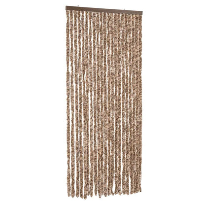 vidaXL Fly Curtain Beige and Dark Brown 90x220 cm Chenille 2
