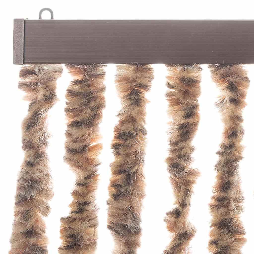 vidaXL Fly Curtain Beige and Dark Brown 90x220 cm Chenille 4